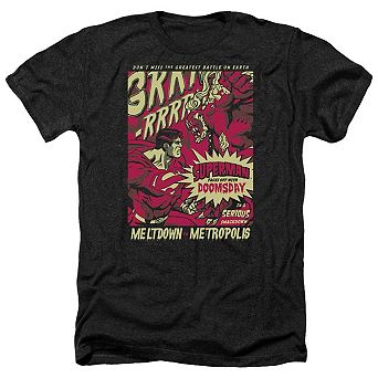 Superman Metropolis Meltdown Adult Heather T-shirt