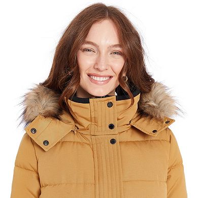 Women's Nine West Quilted Heavyweight Faux-Fur Trim Hooded Puffer Jacket