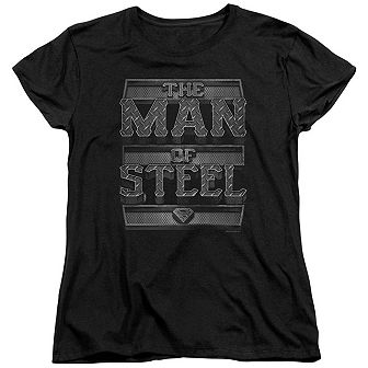 Superman Steel Text Short Sleeve Womens T-shirt