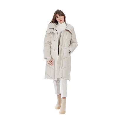 Women's Nine West Quilted Heavyweight Pillow Collar Puffer Jacket