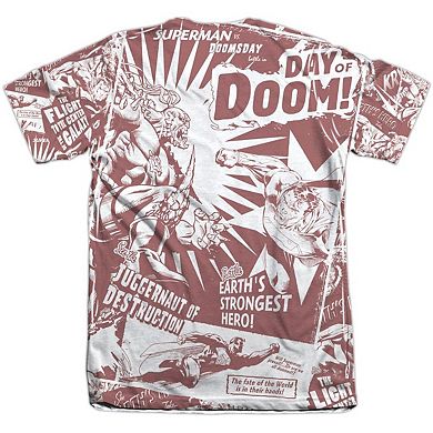 Superman Day Of Doom Adult 65/35 Poly/cotton Short Sleeve T-shirt