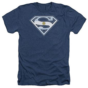 Superman Argentinian Shield Adult Heather T-shirt
