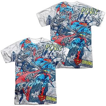 Superman Break Free Short Sleeve Adult 100% Poly Crew T-shirt