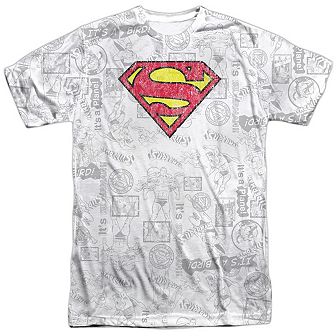 Superman Classic Repeat Short Sleeve Adult 100% Poly Crew T-shirt