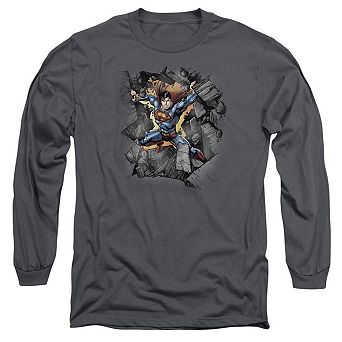 Superman Break On Through Long Sleeve Adult T-shirt