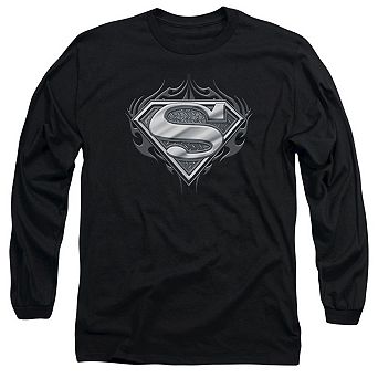 Superman Biker Metal Long Sleeve Adult T-shirt