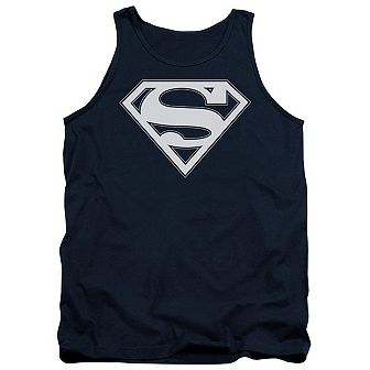 Superman Navy & White Shield Adult Tank Top