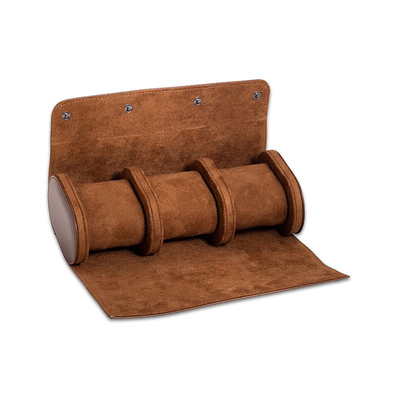 Bey-Berk Milani Leather Watch Roll, Brown