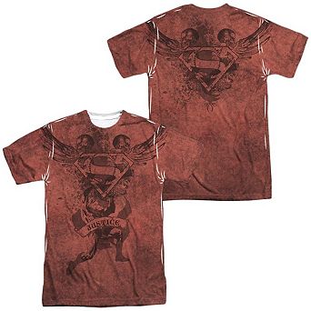 Superman Justice Upheld Short Sleeve Adult 100% Poly Crew T-shirt