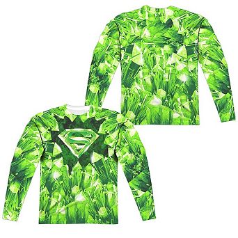Superman Kryptonite Shield Long Sleeve Adult Poly Crew T-shirt