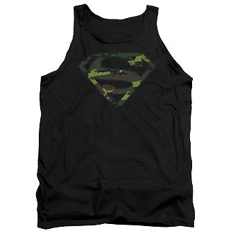 Superman Distressed Camo Shield Adult Tank Top