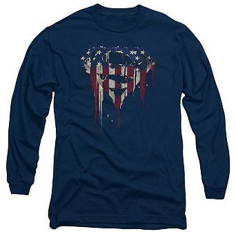 Superman Bleeding Shield Long Sleeve Adult T-shirt
