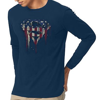Superman Bleeding Shield Long Sleeve Adult T-shirt