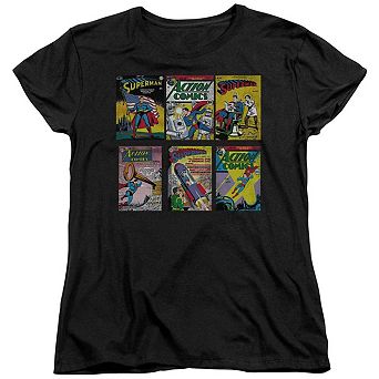 Superman Covers Short Sleeve Womens T-shirt