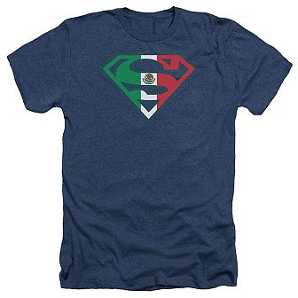 Superman Mexican Shield Adult Heather T-shirt