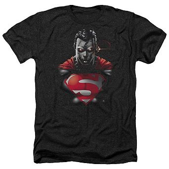 Superman Heat Vision Charged Adult Heather T-shirt