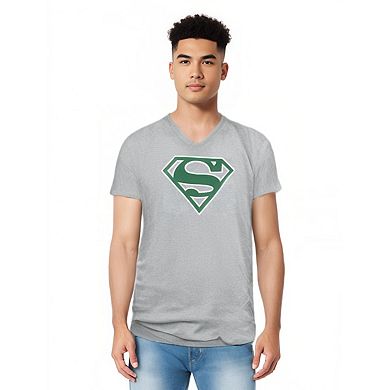 Superman Green & White Shield Short Sleeve Adult V Neck T-shirt