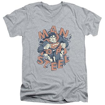 Superman Coming Through Short Sleeve Adult V Neck T-shirt
