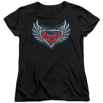 Superman Steel Wings Logo Short Sleeve Womens T-shirt