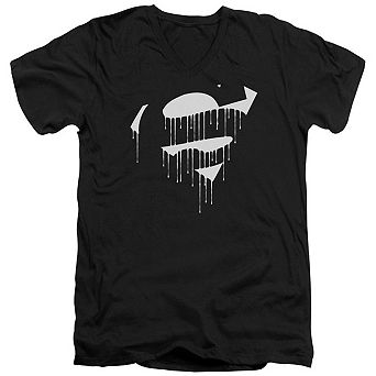 Superman Dripping Shield Short Sleeve Adult V Neck T-shirt