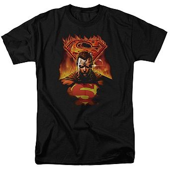 Superman Man On Fire Short Sleeve Adult T-shirt