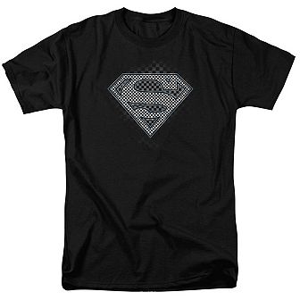 Superman Checkerboard Short Sleeve Adult T-shirt