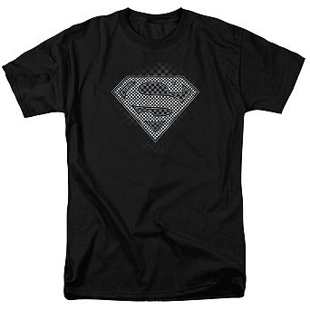 Superman Checkerboard Short Sleeve Adult T-shirt