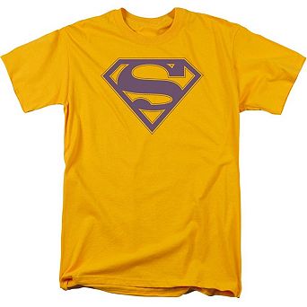 Superman Purple & Gold Shield Short Sleeve Adult T-shirt