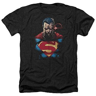 Superman Displeased Adult Heather T-shirt