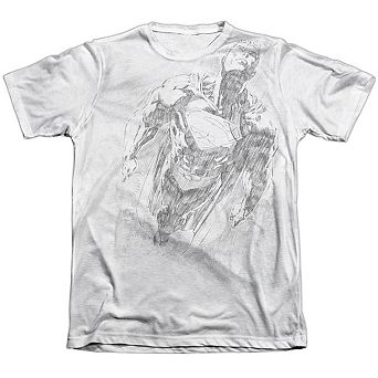 Superman Exploding Space Sketch Sleeve T-shirt