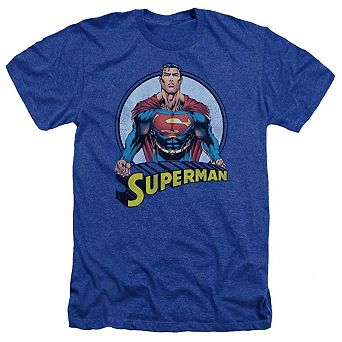 Superman Flying High Again Adult Heather T-shirt