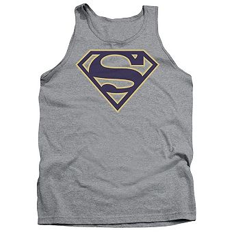 Superman Navy & Gold Shield Adult Tank Top
