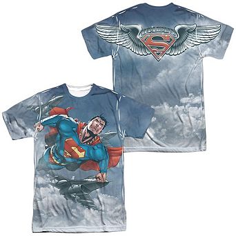 Superman In Formation Short Sleeve Adult Poly Crew T-shirt