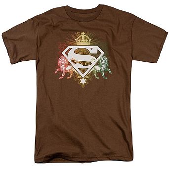 Superman Ornate Lion Shield Short Sleeve Adult T-shirt