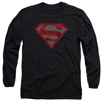 Superman Elephant Rose Shield Long Sleeve Adult T-shirt