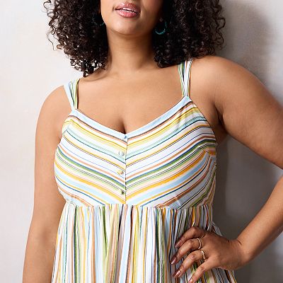 Plus Size LC Lauren Conrad Voile Button-Front Tank Top Maxi Dress