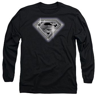 Superman Bling Shield Long Sleeve Adult T-shirt