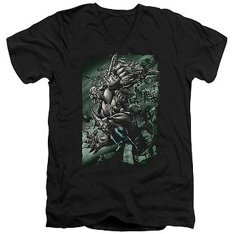 Superman Doomsday Destruction Short Sleeve Adult V Neck T-shirt