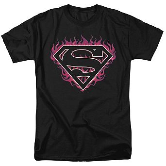 Superman Fuchsia Flames Short Sleeve Adult T-shirt