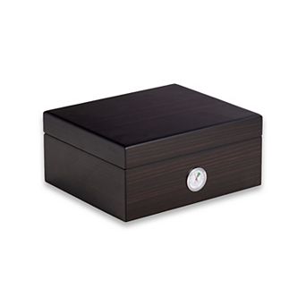 Bey-Berk Walnut Wood Cigar Humidor with Glass Display Top