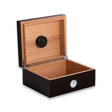 Bey-Berk Walnut Wood Cigar Humidor with Glass Display Top