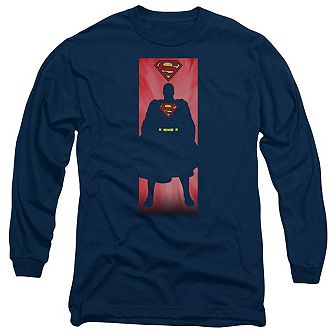 Superman Block Long Sleeve Adult T-shirt