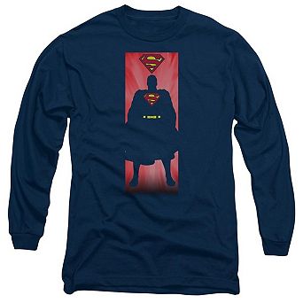 Superman Block Long Sleeve Adult T-shirt