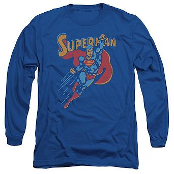 Superman Life Like Action Long Sleeve Adult T-shirt