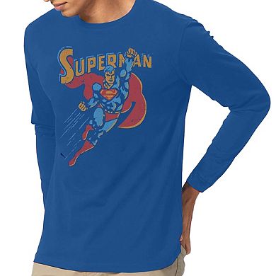 Superman Life Like Action Long Sleeve Adult T-shirt