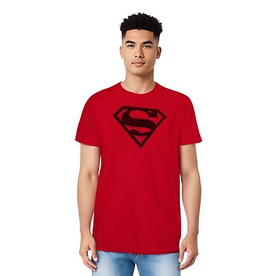 Superman Red & Black Shield Short Sleeve Adult T-shirt