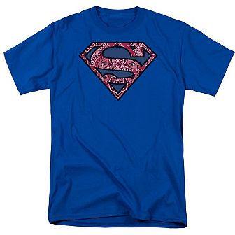 Superman Paisley Shield Short Sleeve Adult T-shirt