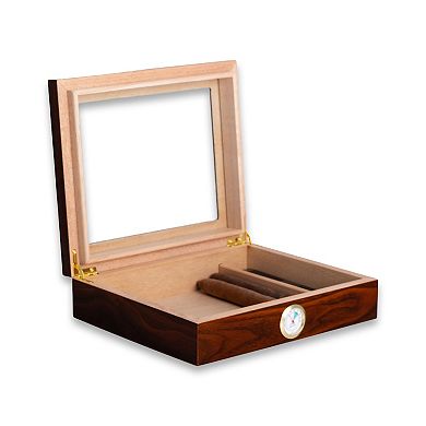 Bey-Berk Finley Walnut 12 Cigar Humidor
