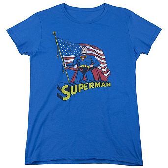 Superman American Flag Short Sleeve Womens T-shirt