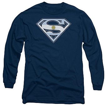 Superman Argentinian Shield Long Sleeve Adult T-shirt